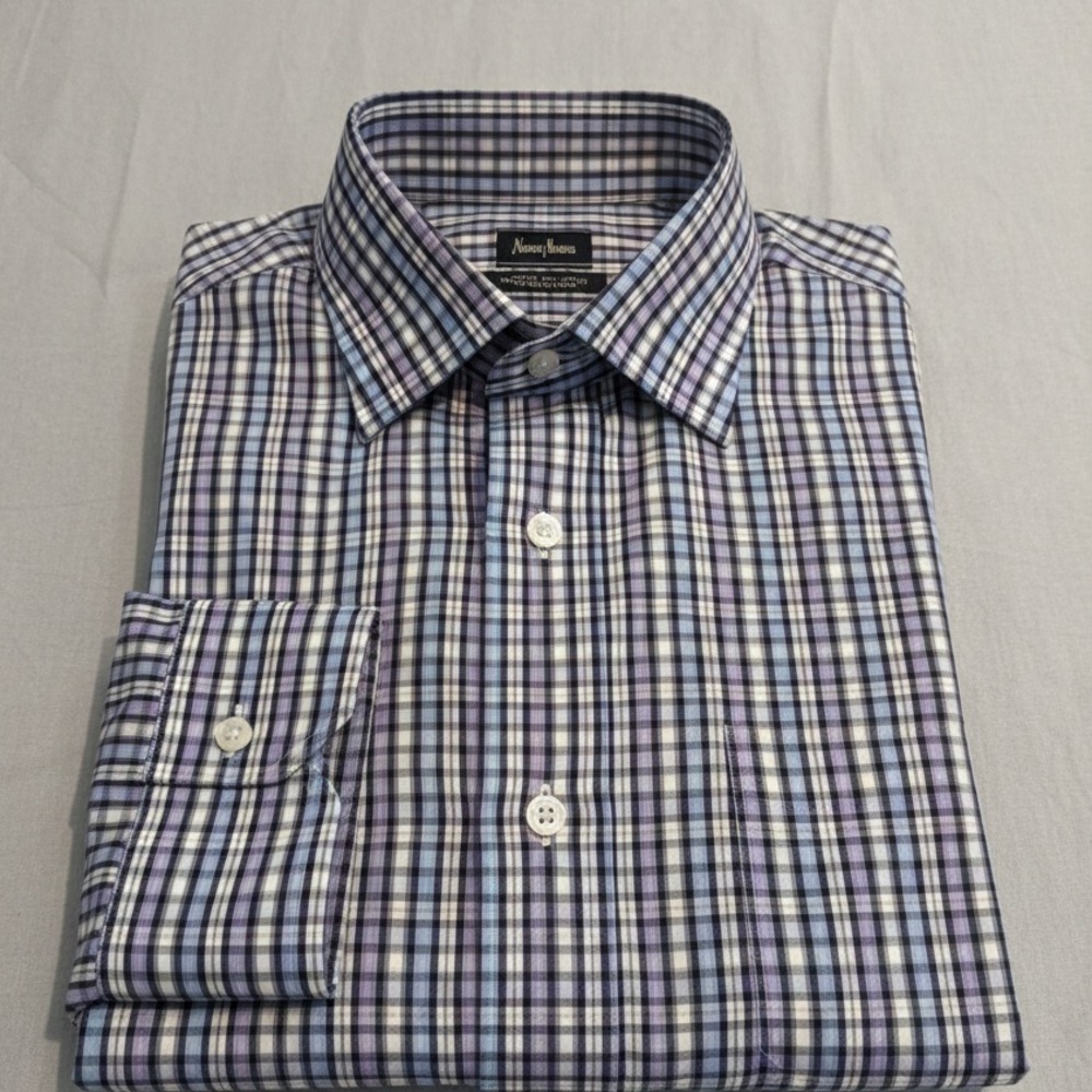 Neiman Marcus Multicolor Checkered Dress Shirt
